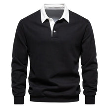 Pullover Herren Regular Fit mit Polokragen – Schwarz