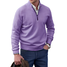 Jeremy - Moderner Herrenpullover mit Zipper – Purple
