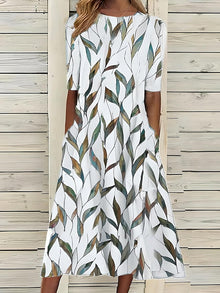 Malgorzata – Sommer-Midikleid Mit Küstenblumen – Grün