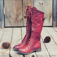 Lena | Damen Hohe Schnürstiefel im Reitstil – Rot