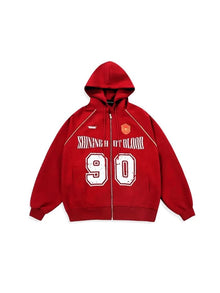 Hoodie Vintage mit Reißverschluss für Herren | Perfekt für lässige Tage – Rot