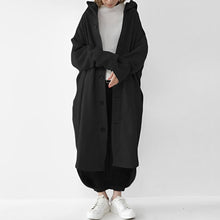 Cailyn - Bequemer langer Trenchcoat – Schwarz