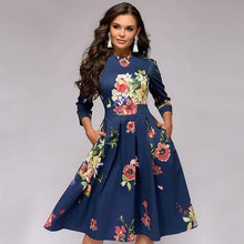 Vintara™ – Elegantes Damenkleid im Retro Stil, Figurbetont & Vielseitig – Marineblau