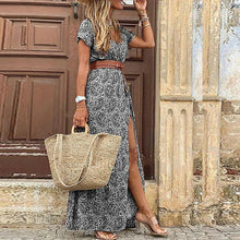 Justine | Lange Boho-Robe mit Gürtel – Grau