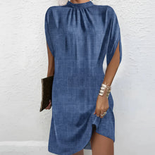 Quirina | Damen Partykleid Fledermausärmel Plissierter Ausschnitt – Party Kleid 2026 – Blau
