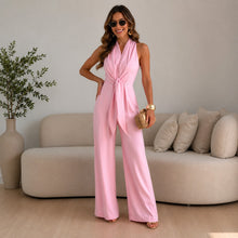Valérie™ Jumpsuit mit Elegantem Drapiertem Ausschnitt und Palazzo-Silhouette – Rosa