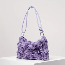 Handtasche mit 3D-Rosen | Knotengriff | Extravagant & Feminin – Lila