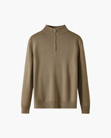 Weston | Half Zip Stehkragen Herrenpullover aus Merinowolle – Braun