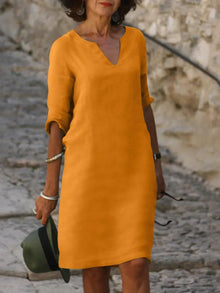 Liora | Elegantes Kleid mit V-Ausschnitt – Orange