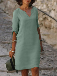 Maria | Elegantes Kleid mit V-Ausschnitt – Grün