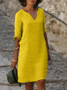 Liora | Elegantes Kleid mit V-Ausschnitt – Gelb