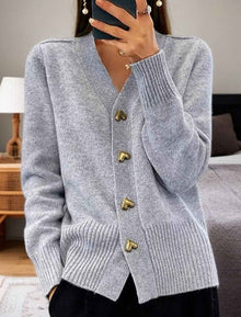 Damen schlichter Cardigan mit Knöpfen – Grau