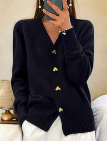 Damen schlichter Cardigan mit Knöpfen – Schwarz