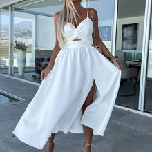 Nympha - Tief Ausgeschnittenes Kleid Großer Rock Damen – Weiß