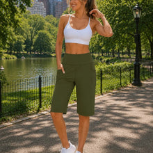 Antonella™ Premium-Flexstrick-Shorts mit Hohem Bund – Grün