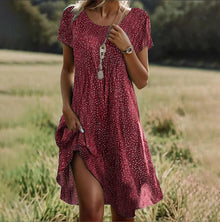 Taylor - Vintage Boho V-Ausschnitt Kleid – Rot