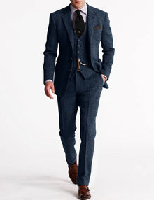 Franky | 3-teiliges Herren-Set – Business-Blazer, Weste & Hose – Marineblau