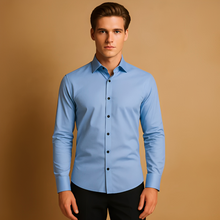 Aldous - Herrenhemd mit Stretch und schmalem Design – Blau