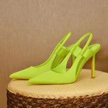 Slingpumps Damen mit Spitze und Absatz – Grün