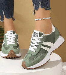 Sneaker Damen Mit Streifendetail – Grün