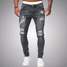 Herren Jeans Zerrissen Slim Fit | Atmungsaktiv Hose – Grau