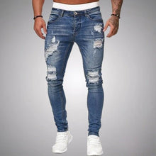 Herren Jeans Zerrissen Slim Fit | Atmungsaktiv Hose – Blau