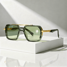 Sonnenbrille quadratisch UV400 mit Metallbügeln – Grün