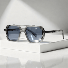 Sonnenbrille quadratisch UV400 mit Metallbügeln – Blau