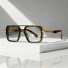 Sonnenbrille quadratisch UV400 mit Metallbügeln – Dunkelgrün
