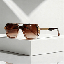 Sonnenbrille quadratisch UV400 mit Metallbügeln – Braun glänzend