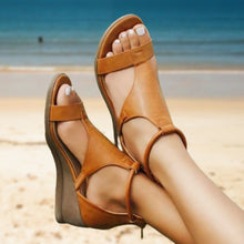 Melanie - Orthopädische Leder Sandalen Absatz Damen – Braun
