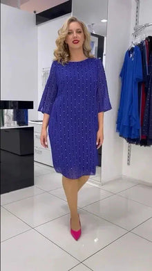 Paula® | Bedrucktes Damenkleid mit Rundhalsausschnitt – Blau