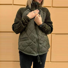 Liriane | Stilvolle Steppjacke mit Strickärmeln – Militärgrün