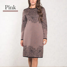 Pearl® | Bedrucktes, langärmliges Kleid mit Rundhalsausschnitt – Rosa