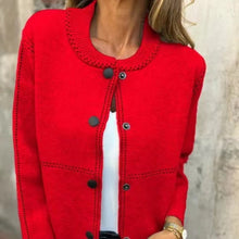 Strickjacke mit Knopfleiste | Rundhalsausschnitt | Elegante Akzente – Rot