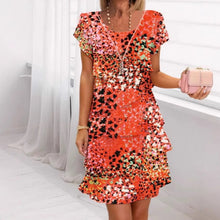 Jonna - Stilvolles Kleid Mit Leopard Enmuster Und Pailletten – Orange