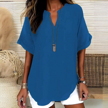 Laurel - Luftige V-Ausschnitt-Bluse – Tiefblau