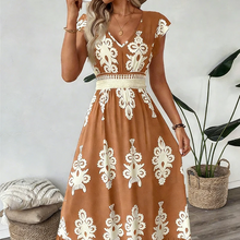 Ranika – Ärmelloses Maxi Kleid Mit V-Ausschnitt – Braun