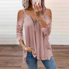 Palchuk - Elegante Spitzenbluse Mit Freien Schultern – Rosa
