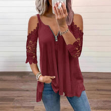 Palchuk - Elegante Spitzenbluse Mit Freien Schultern – Burgund