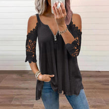Palchuk - Elegante Spitzenbluse Mit Freien Schultern – Schwarz
