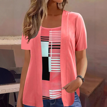 Thaminia - Kurzärmeliges T-shirt Im Lagenlook MIT Geometrischem Print – Rosa