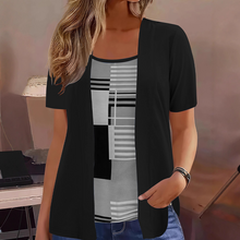 Thaminia - Kurzärmeliges T-shirt Im Lagenlook MIT Geometrischem Print – Schwarz
