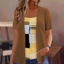 Thaminia - Kurzärmeliges T-shirt Im Lagenlook MIT Geometrischem Print – Khaki