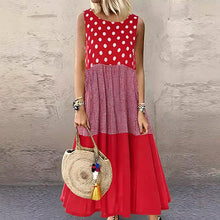 Shezina – Ärmelloses Patchwork-Kleid – Rot