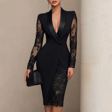 Wenina – Figurbetontes Kleid MIT Spitzenärmeln – Schwarz