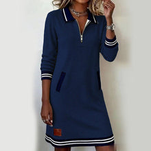Hilina – Minikleid Mit Langen Ärmeln Und Viertelreißverschluss – Blau