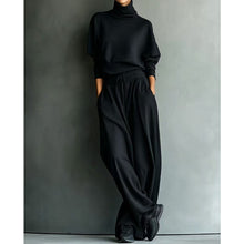 Phylles – Zweiteiliges Set mit Rollkragenpullover Und Hose Mit Weitem Bein – Schwarz
