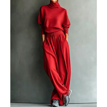 Phylles – Zweiteiliges Set mit Rollkragenpullover Und Hose Mit Weitem Bein – Rot