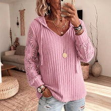 Nemila – Eleganter Strickcardigan MIT Kapuze Und Spitzenbesatz – Rosa